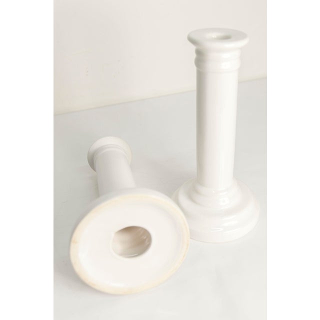 White Ceramic Candlesticks, 1970s, Set of 2 For Sale - Image 6 of 7