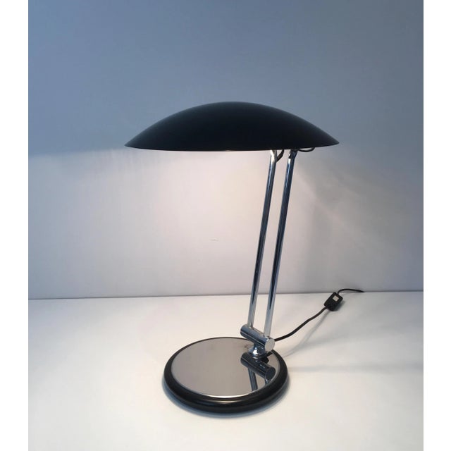 Design Adjustable Chrome and Black Lacquered Desk Lamp, circa 1970 For Sale - Image 9 of 13