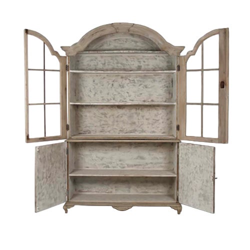 Zentique Hugh Cabinet (2 Available) Distressed oak and elm Hugh Cabinet stands with antique appeal Curved top display...