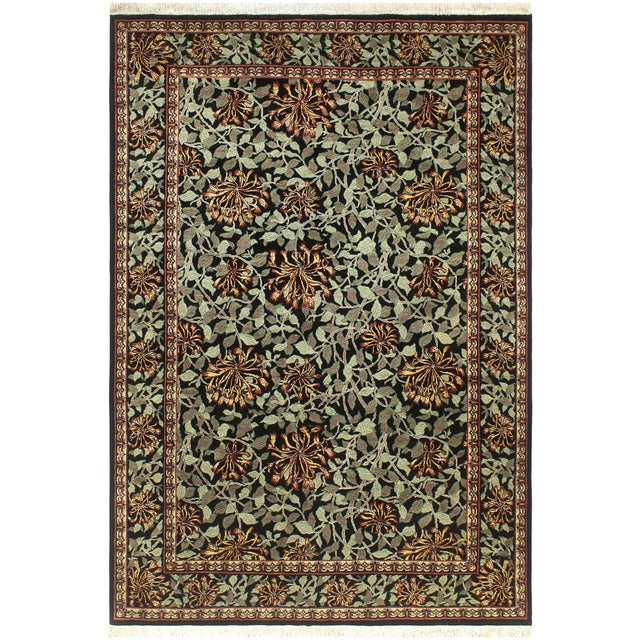 Boho Chic 1990's Pak-Persian Black/Green Wool Rug - 5'11'' X 9'0'' For Sale - Image 9 of 9