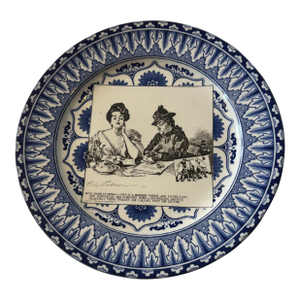 Early 1900's Royal Doulton Gibson Girls Dinner Plate "Miss Babbles Brings a Copy of a Morning Paper and Expresses Her Indignation and Sympathy