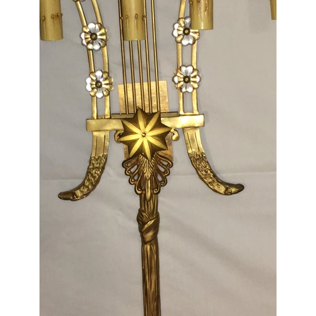 Louis XVI Style Harp Back Bronze Wall Sconces - A Pair For Sale In New York - Image 6 of 10