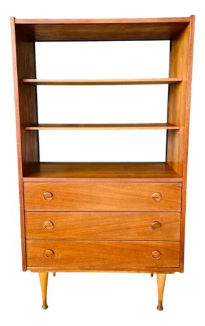 Vintage Teak Bookcase with Drawers, 1960s