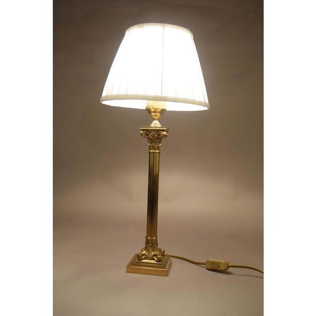 Tall Vintage Neoclassical Brass Table Lamp with Black Marble Base, 1950s For Sale - Image 4 of 12