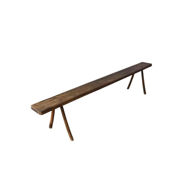 Antique French Rustic Farmhouse Bench For Sale - Image 12 of 15