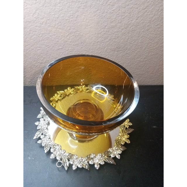 Exquisite Waterford Amber Crystal Pedestal Bowl For Sale In Dallas - Image 6 of 7