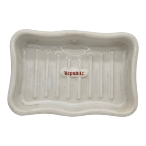 Antique Republic Porcelain White Soap Dish Holder