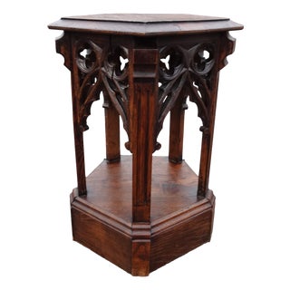 Antique Oak Gothic Pedestal, 1890s For Sale