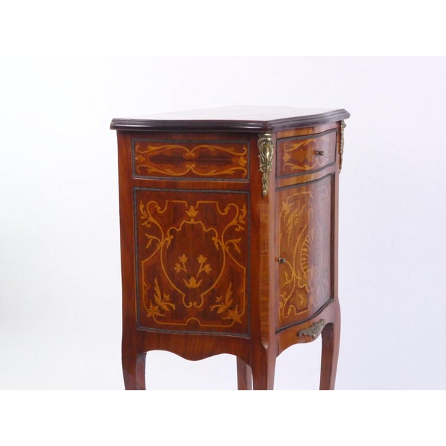 Antique English Marquetry Side Table with Brass For Sale - Image 3 of 12