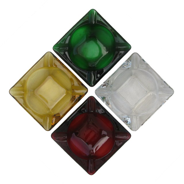 Glass Mid-Century Modern Art Glass Ashtrays, Set of 4 For Sale - Image 7 of 7