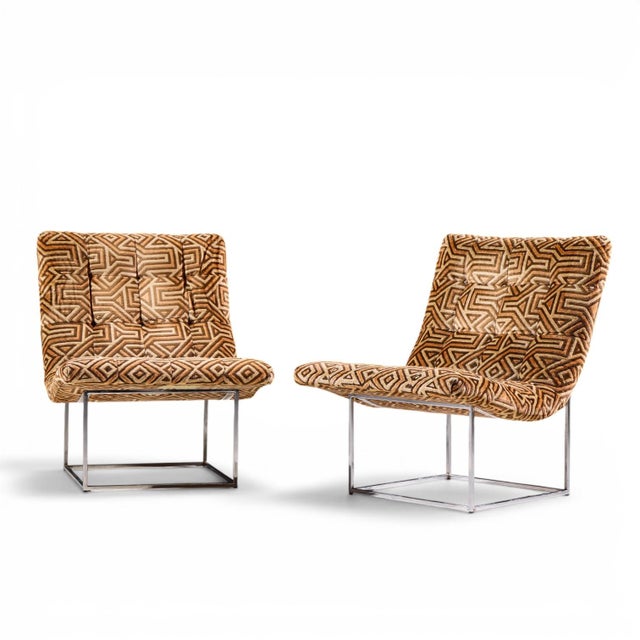 Mid-Century Modern Milo Baughman for Thayer Coggin Mid Century Thin Line Scoop Chairs - Pair For Sale - Image 3 of 13