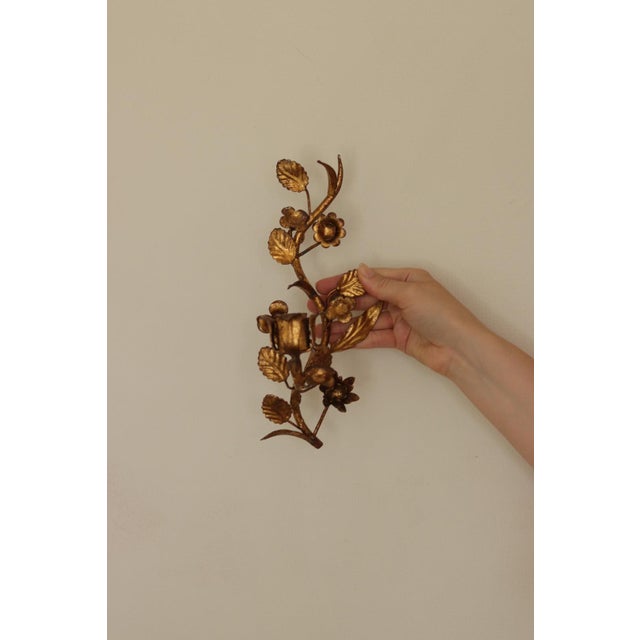 Mid-Century Italian Gilded Metal Sconces, Set of 2 For Sale - Image 12 of 17