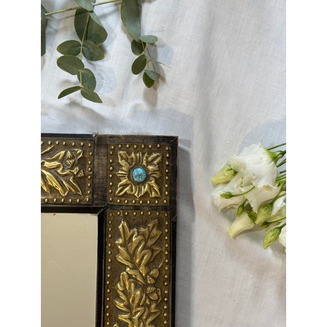 Large Vintage Turquoise Mirror For Sale - Image 3 of 7