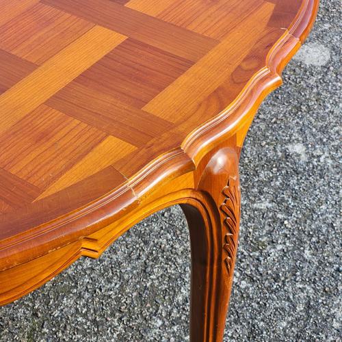 French Extendable Marqueterie Dining Table in Cherry, 1980s For Sale - Image 12 of 18