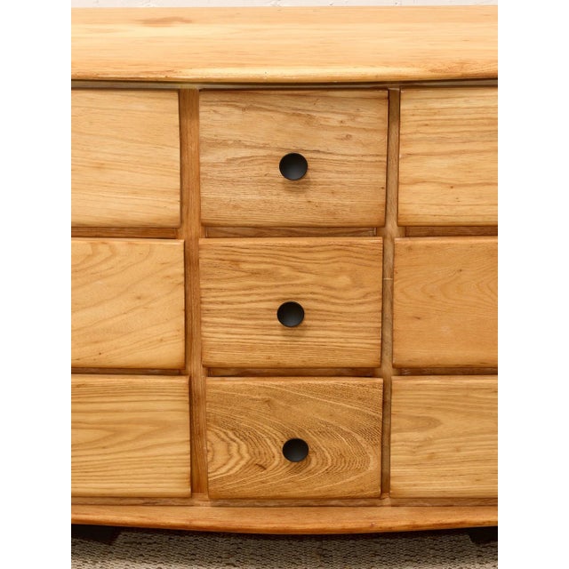 Vintage Sculptural Oak Wood Nine-Drawer Dresser For Sale - Image 9 of 12