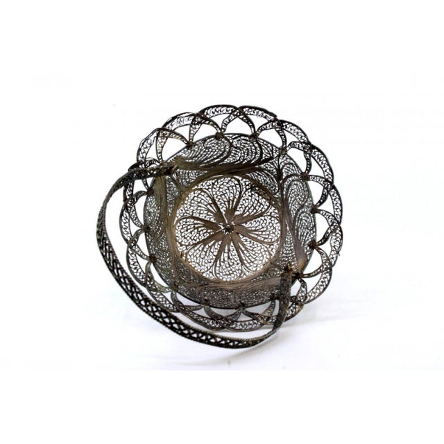 Filigree Basket with Tilting Handle and Feet For Sale - Image 5 of 7