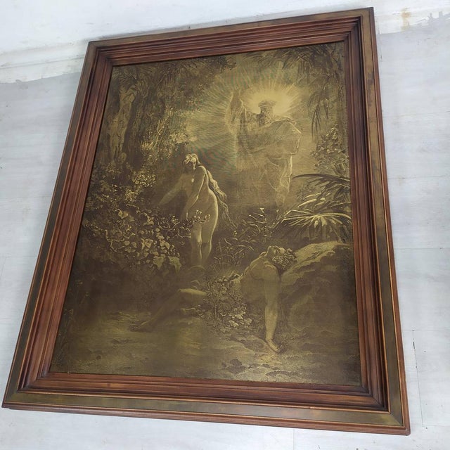 Religious Scene Print in Brass Frame, 1920s, in Good conditions. Designed 1920 to 1949