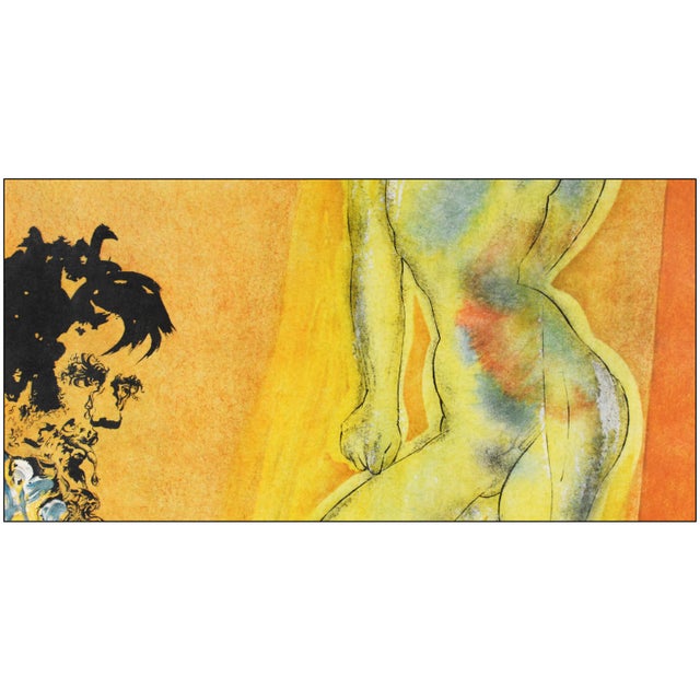 Salvador Dalí 1968 Allegory the Chevaliers Dream of Cecile Surreal Orange Lithograph Salvador Dalí For Sale - Image 4 of 7