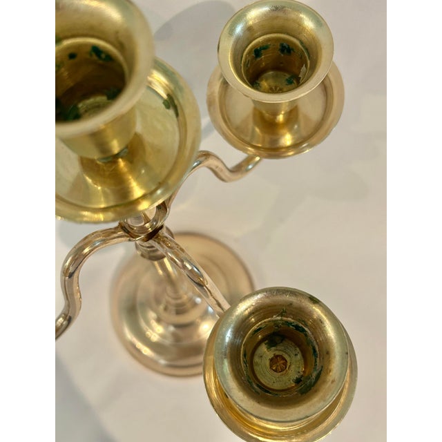 Brass Vintage Georgian Style Brass Five-Light Candelabra, 11.25” For Sale - Image 8 of 9