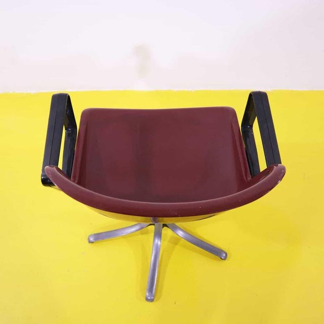 Tecno Modus Swivel Chair in Bordeaux Plastic with Black Armrests For Sale - Image 6 of 13