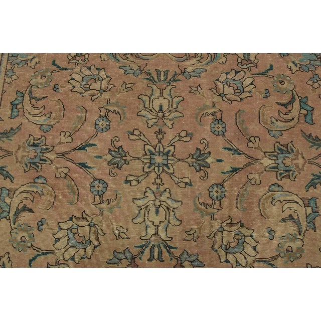 Tabriz Rug 6’4” X 9’9” Pink Wool Vintage Distressed Hand-Knotted Carpet For Sale In Philadelphia - Image 6 of 15