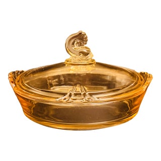 1930s Heisey Empress Sahara Yellow Glass Marmalade Jar With Recessed Li For Sale