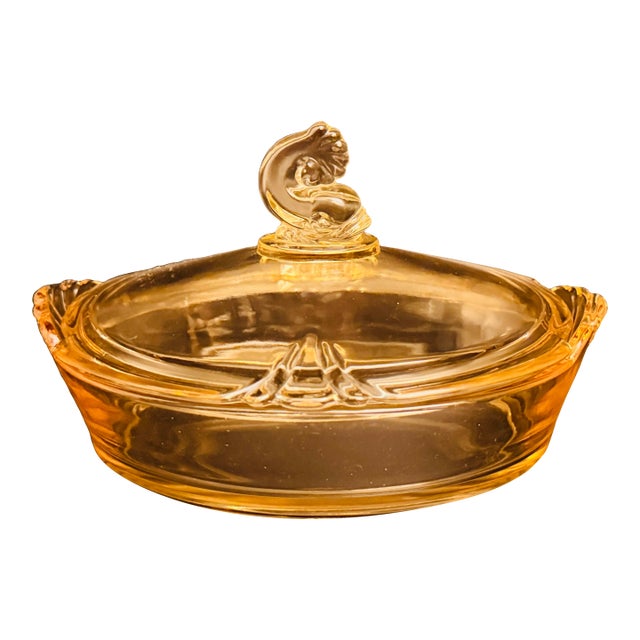 1930s Heisey Empress Sahara Yellow Glass Marmalade Jar With Recessed Li For Sale