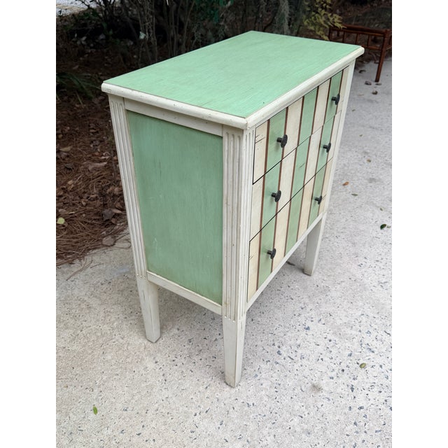 Small Green Stripe 3 Drawer Chest For Sale - Image 10 of 10