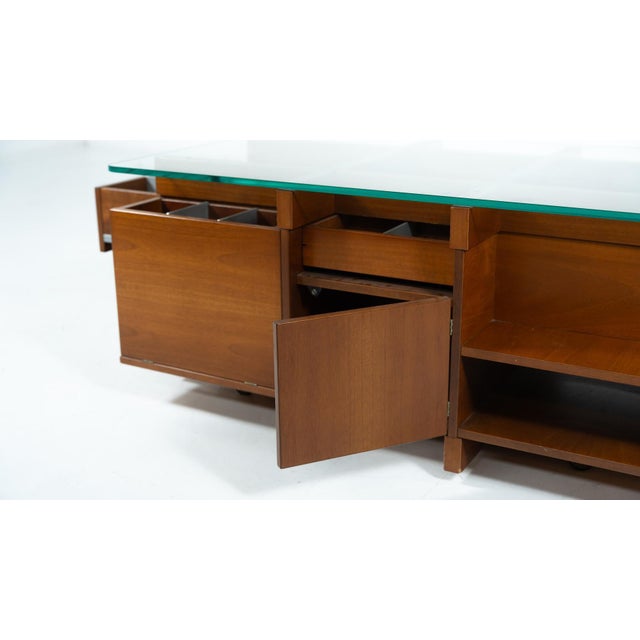 Mid-Century Modern Coffee Table with Wood and Glass Compartments, Italy, 1970s For Sale - Image 10 of 14