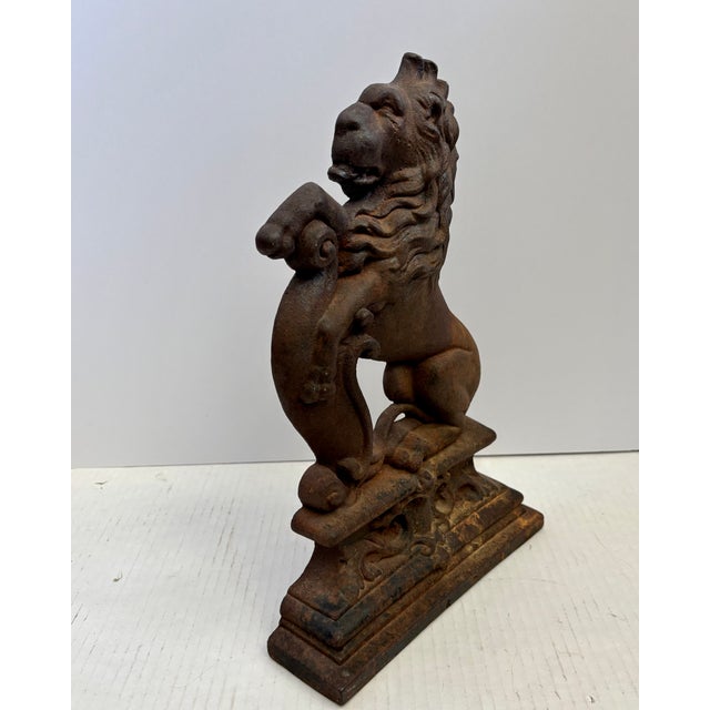 Victorian 19th Century Lion Figural Cast Iron Doorstop For Sale - Image 3 of 11