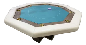 Custom Made Padded Leather Poker Table With Two Decks of Cards