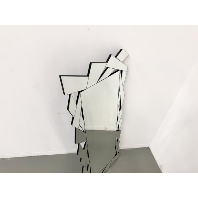 Silver Vintage Graphic Faceted Mirror, 2000s For Sale - Image 8 of 13