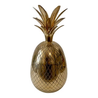 1960s Extra Large Brass Pineapple Ice Bucket, Hollywood Regency Style For Sale