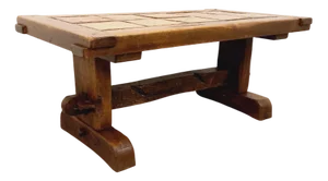 Vintage Brutalist Rectangular Coffee Table in Oak and Ceramic, 1970s