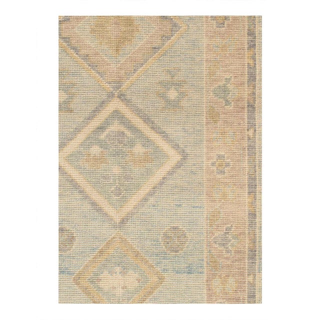 Hand knotted Turkish Oushak rug made of hand-spun lamb's wool rug and all natural dyes. Each rug has a dense, soft pile,...