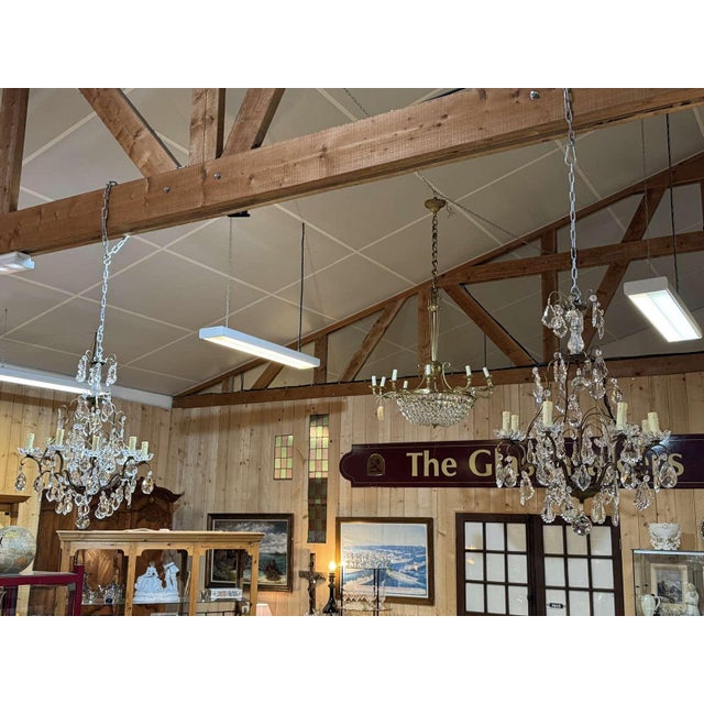 8-Light Bronze Chandeliers with Baccarat Crystal Drops, 1950s, Set of 2 For Sale - Image 12 of 18