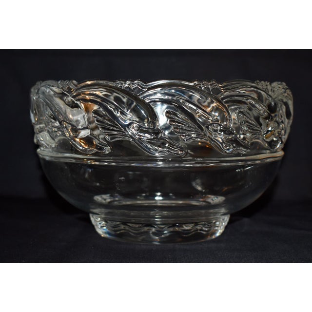 Tiffany & Co. Commemorative Clear Art Glass Crystal Bowl W/Waves & Dolphins For Sale - Image 14 of 14