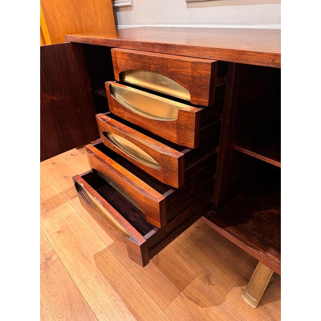 Italian Credenza with Drawers and Brass Detailing, 1950s For Sale - Image 3 of 10