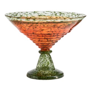 Large Vintage Kosta Boda Art Glass Pedestal Bowl, Signed by Kjell Engman For Sale