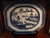 Ceramic Antique Chinese Canton Large Platter Export Porcelain Blue & White 17"x13” With Wood Display Stand For Sale - Image 7 of 12