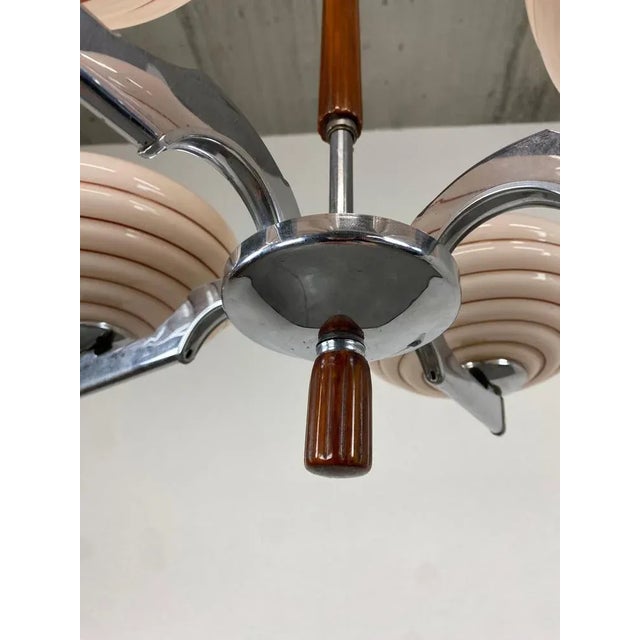 Art Deco Pink Chandelier, 1930s For Sale - Image 10 of 11