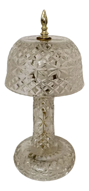 1940s Art Deco American Mushroom Form Pressed Crystal Leaded Table Lamp