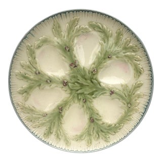 French Majolica Oyster Plate Choisy-Le-Roi, Circa 1880 For Sale
