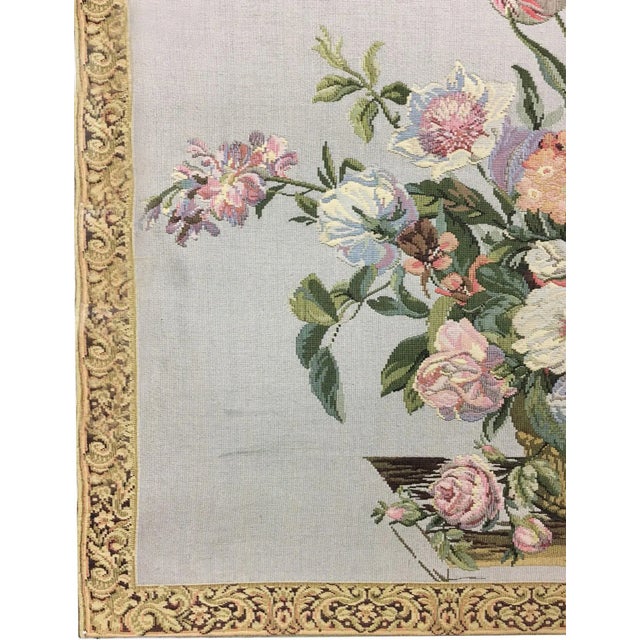 Early 20th Century Vintage English Handmade Floral Still Life Tapestry For Sale - Image 5 of 7