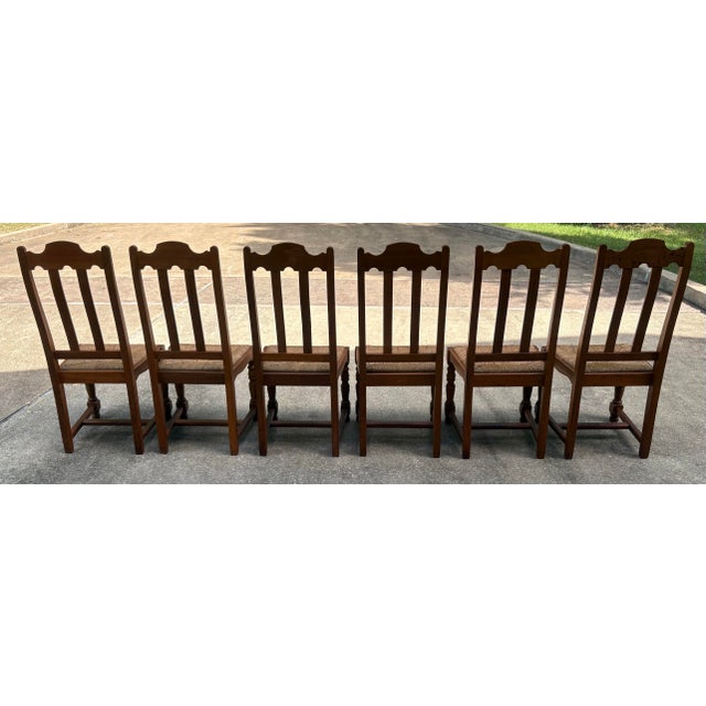 Brown French Country Dining Chairs With Rush Seats - Set of 6 For Sale - Image 8 of 10