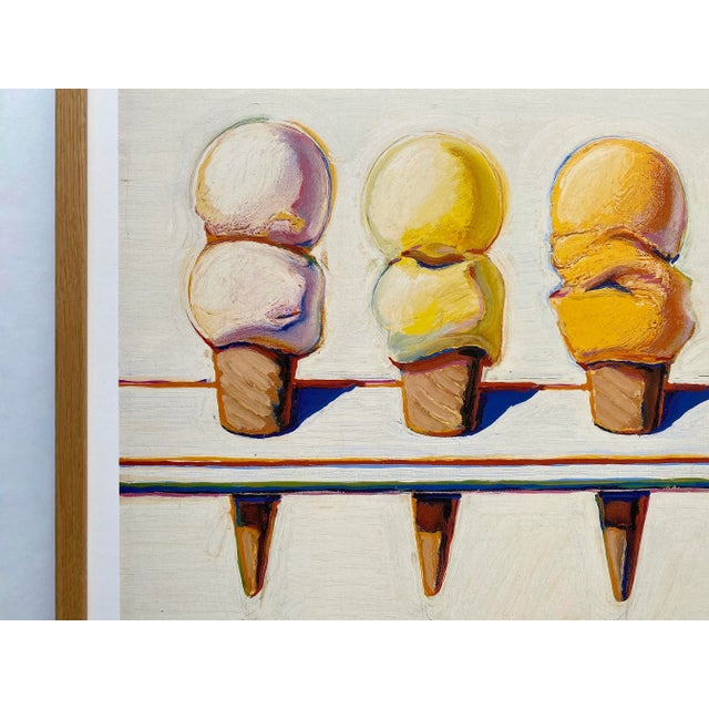 Wayne Thiebaud Vintage 1990 Pop Art Lithograph Print Framed Museum Poster " Four Ice Cream Cones " 1964 For Sale In Kansas City - Image 6 of 15