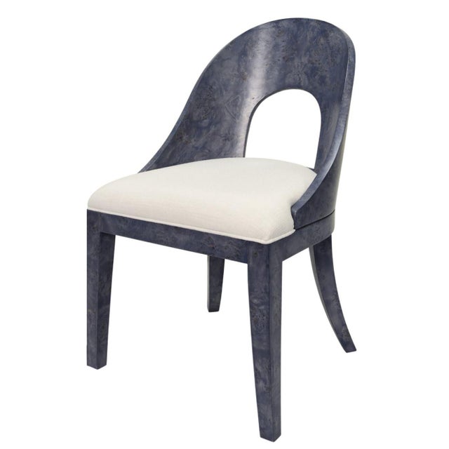Mid-Century Modern Rafferty Blue Stained Burl Wood Dining Chair For Sale - Image 3 of 6