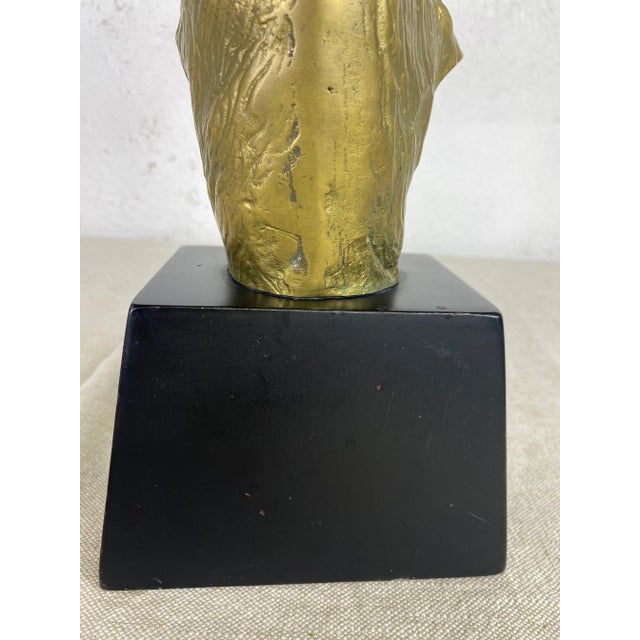 Mediterranean Mid Century Vintage Solid Brass Ramshead Bust For Sale - Image 3 of 11