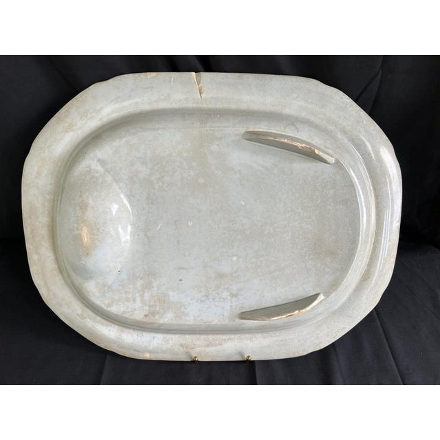 Antique English Blue and White Stoneware Meat Platters, Set of 4 For Sale - Image 16 of 18