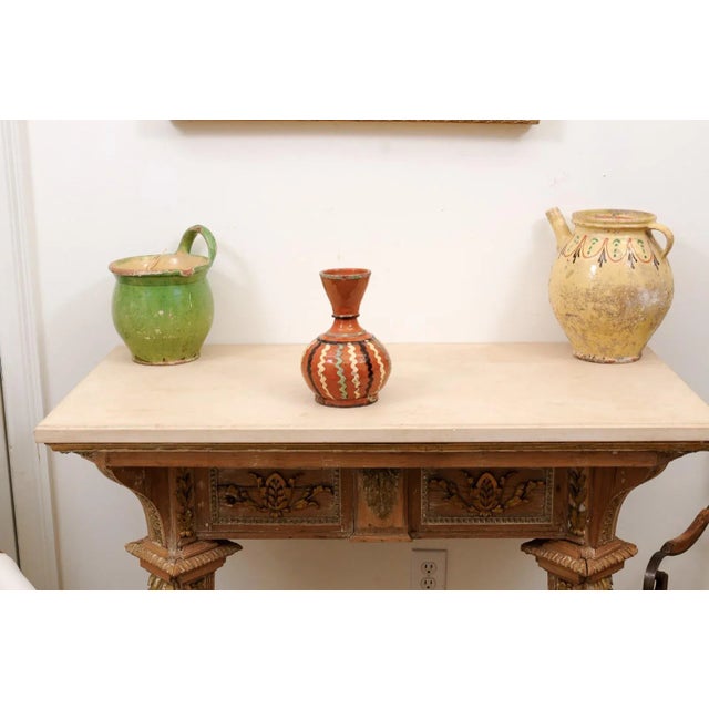 Mid 19th Century French 19th Century Jaspe Pottery Wine Serving Jug with Rust Glaze, Wavy Décor For Sale - Image 5 of 13